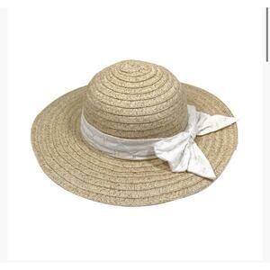 Girls Size 4-6x Natural Easter Hat With‎ White Eyelet Bow Toby Von Maur NEW